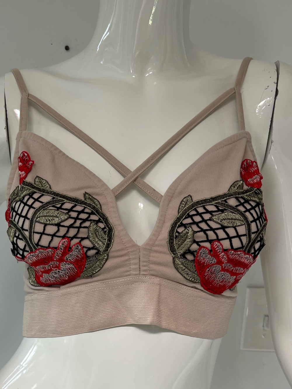 Floral Embroidery Bra cotton Bralette  Medium cottage core